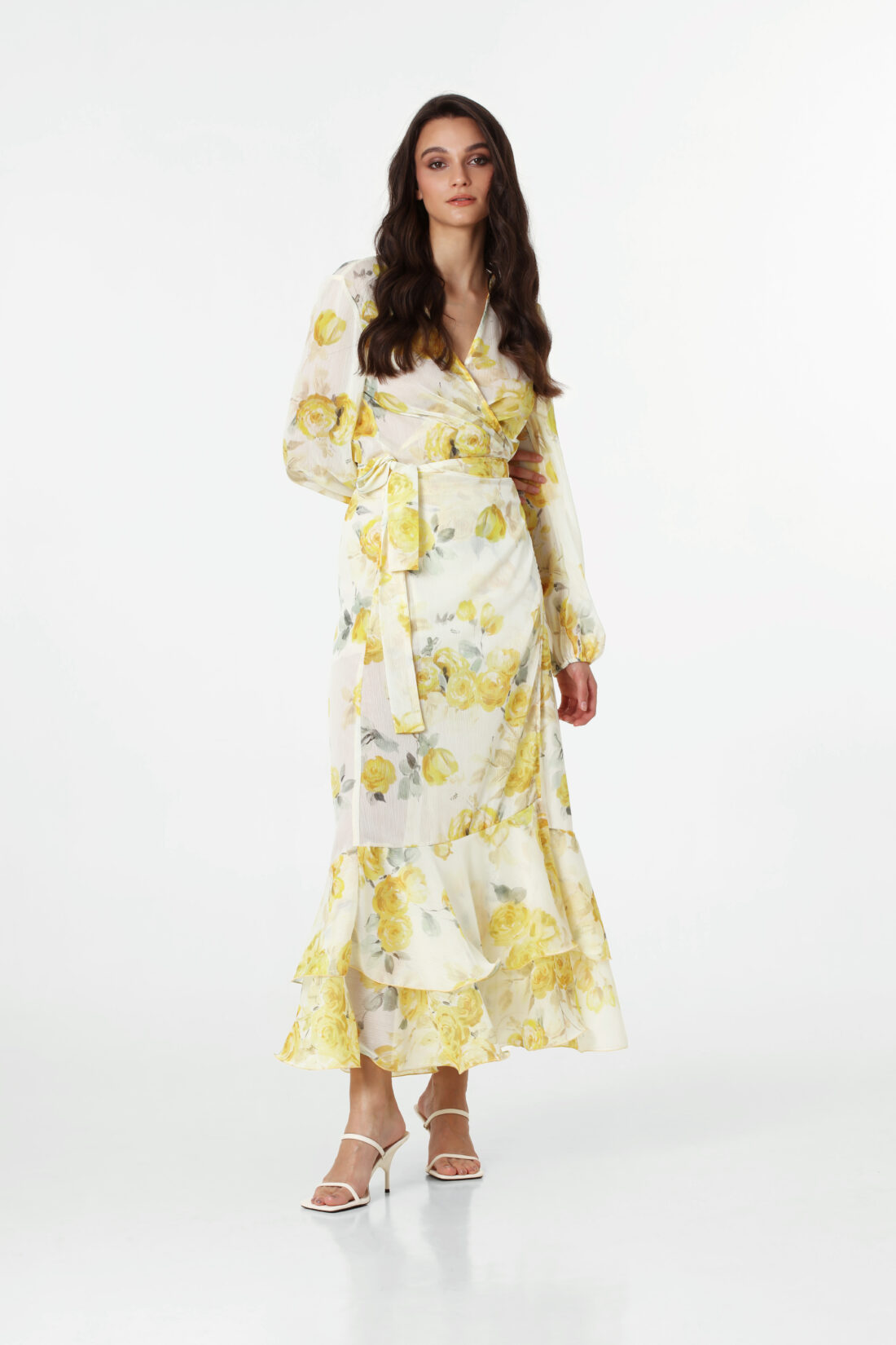 YELLOW ROSES CAFTAN DRESS