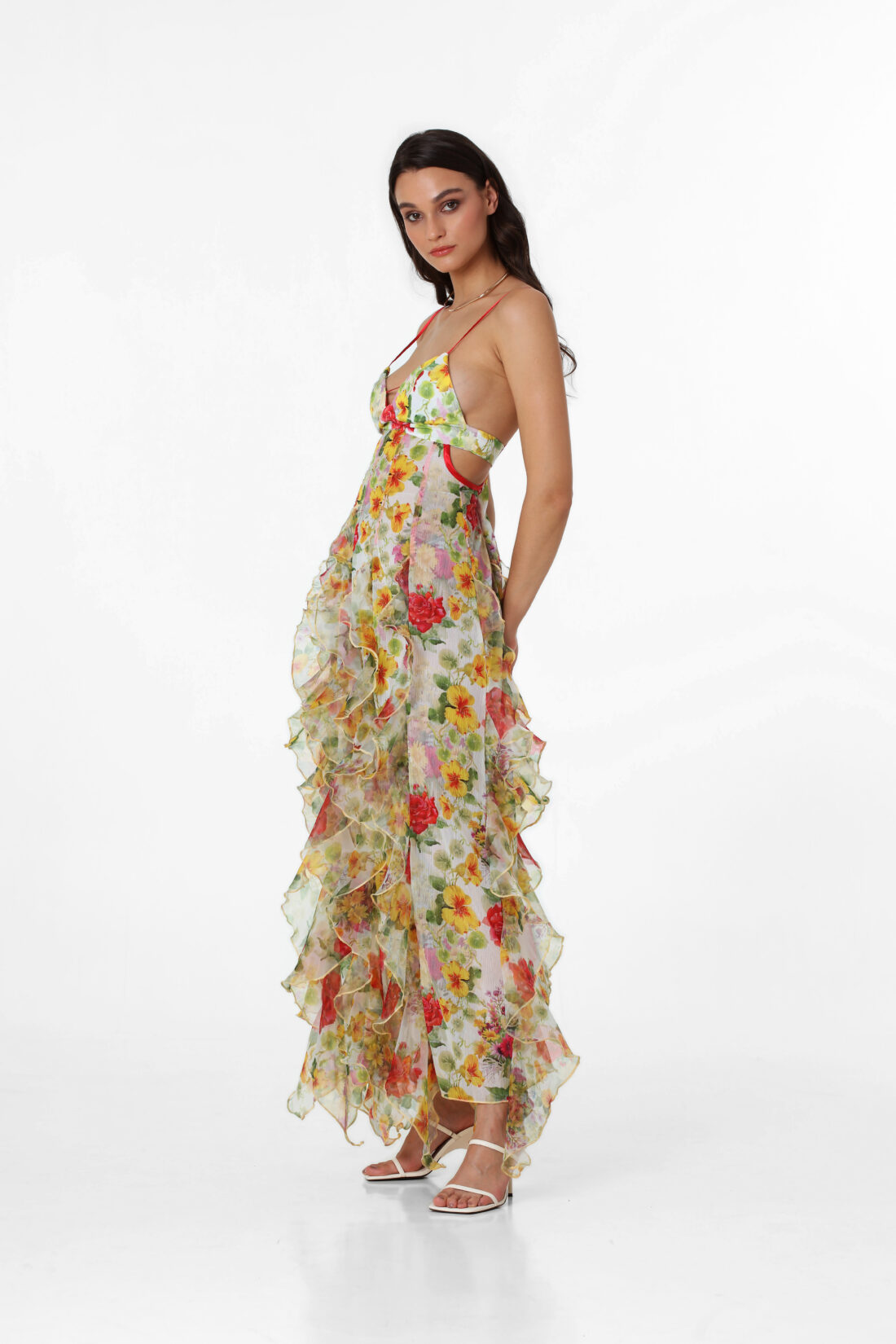 BAROQUE FLOWER MAXI DRESS