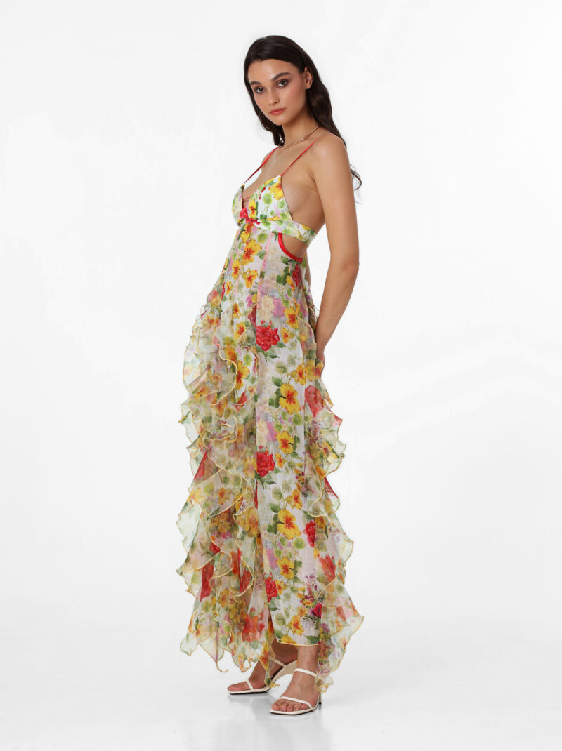 BAROQUE FLOWER MAXI DRESS