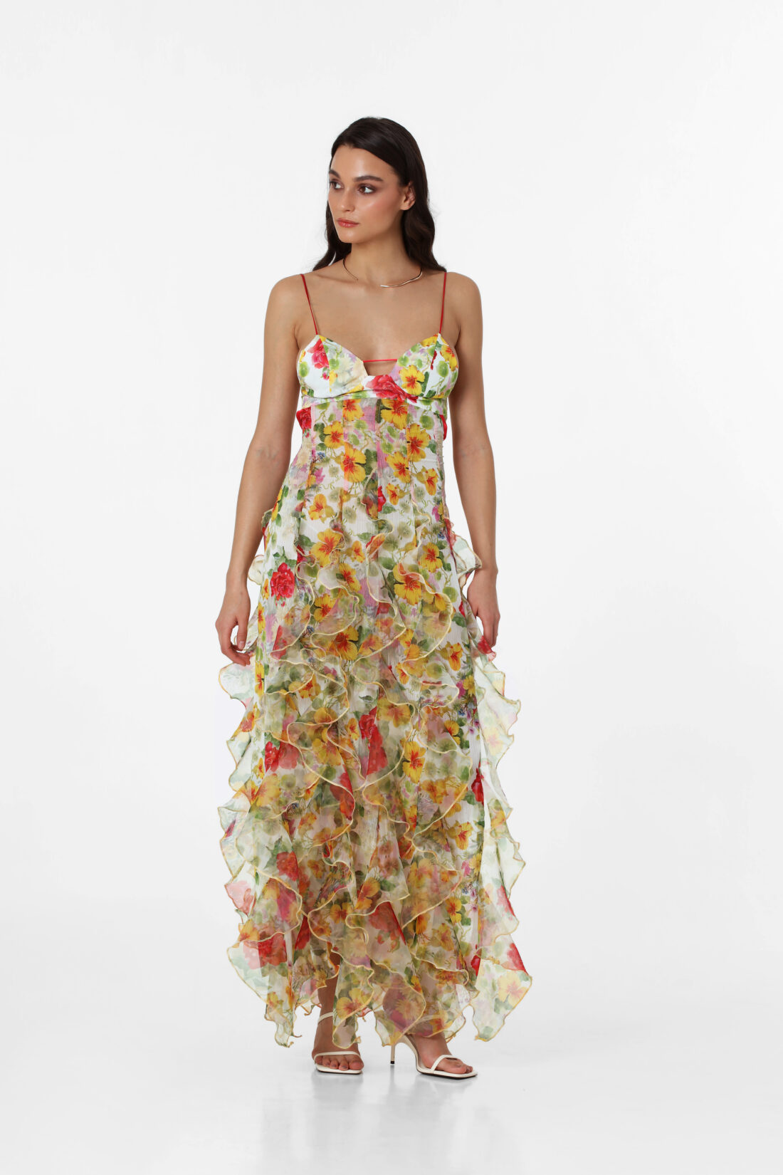 BAROQUE FLOWER MAXI DRESS