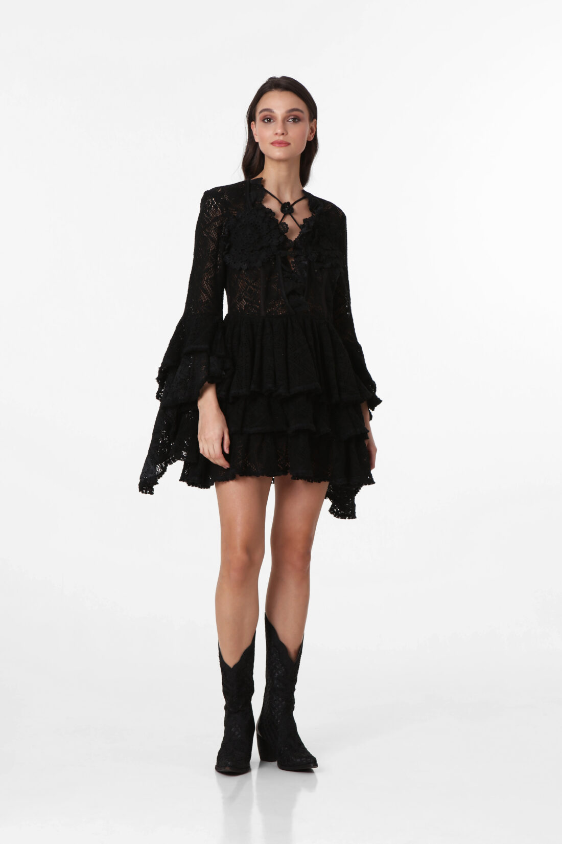 LONGSLEEVE CROCHET MINIDRESS