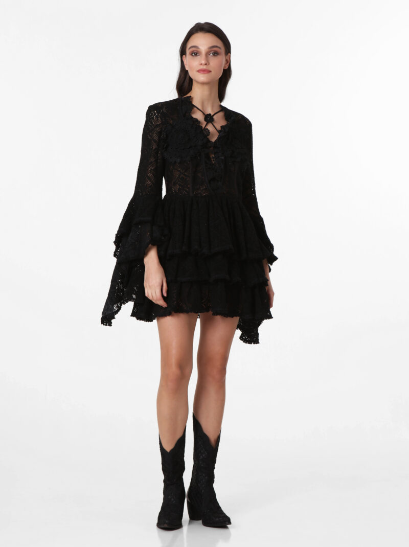 LONGSLEEVE CROCHET MINIDRESS