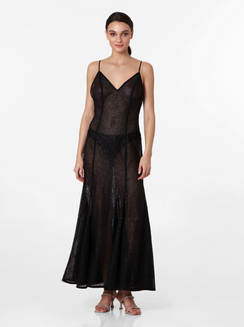 BLACK SEQUINS MAXI DRESS