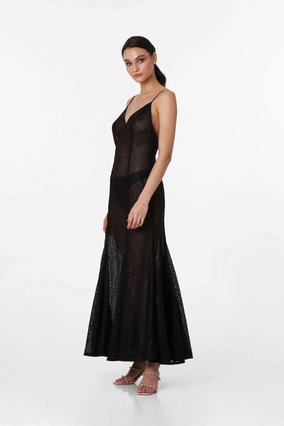 BLACK SEQUINS MAXI DRESS