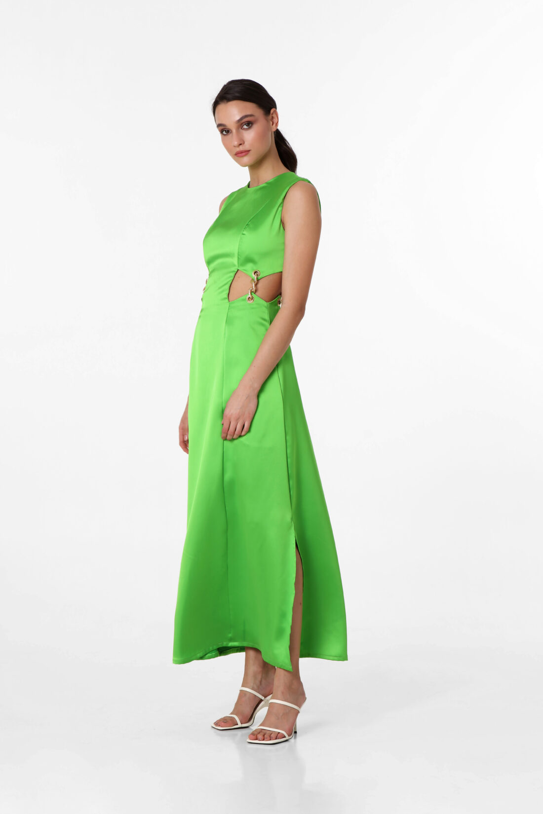 SATIN GREEN MAXI DRESS