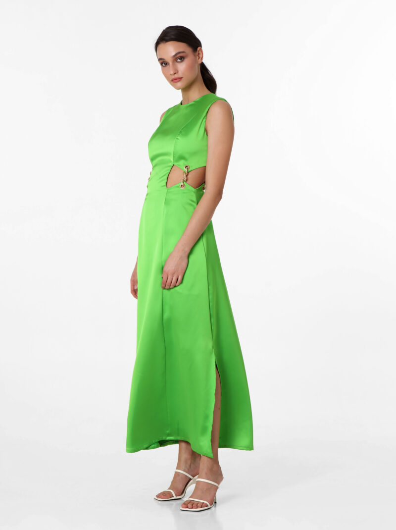 SATIN GREEN MAXI DRESS