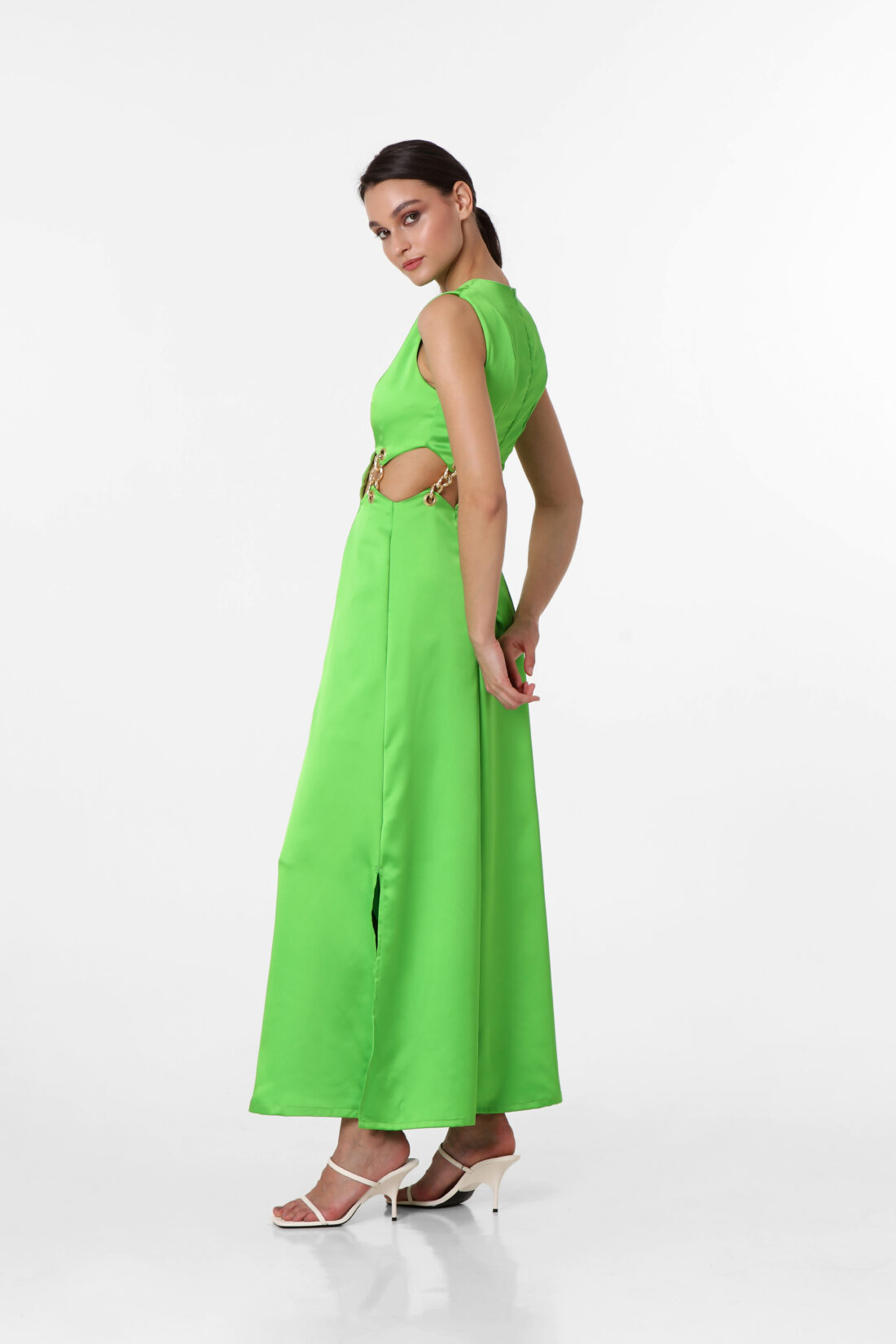 SATIN GREEN MAXI DRESS