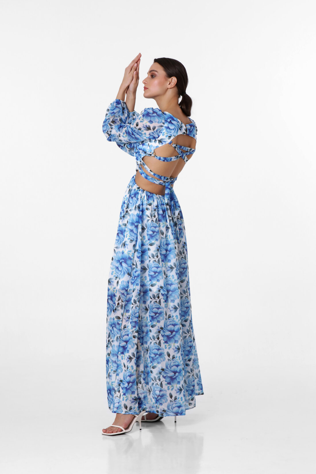 LONGSLEEVE BLUE ROSES MAXIDRESS