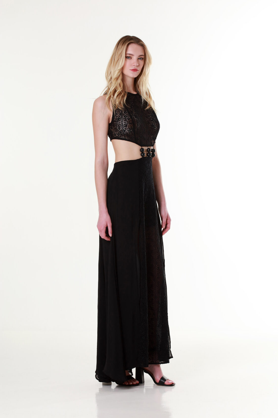 Black Lace Cut-out Maxi Dress