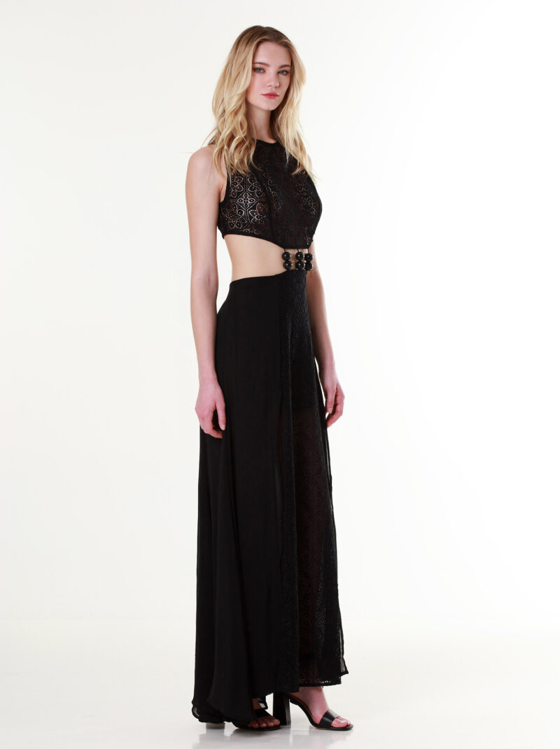 Black Lace Cut-out Maxi Dress