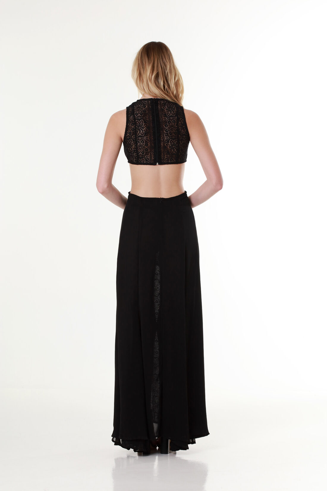 Black Lace Cut-out Maxi Dress