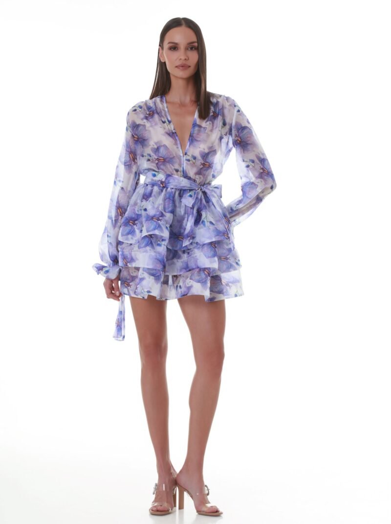 Long-sleeved Blue Orchid Mini Dress