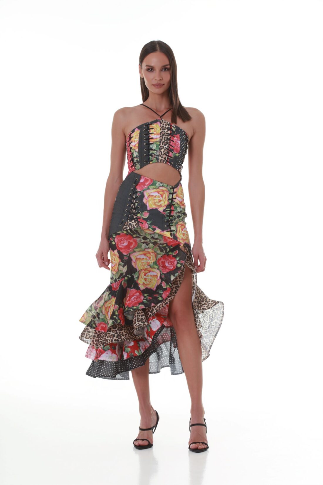 Macarena Cut-out Patchwork Maxi Dress