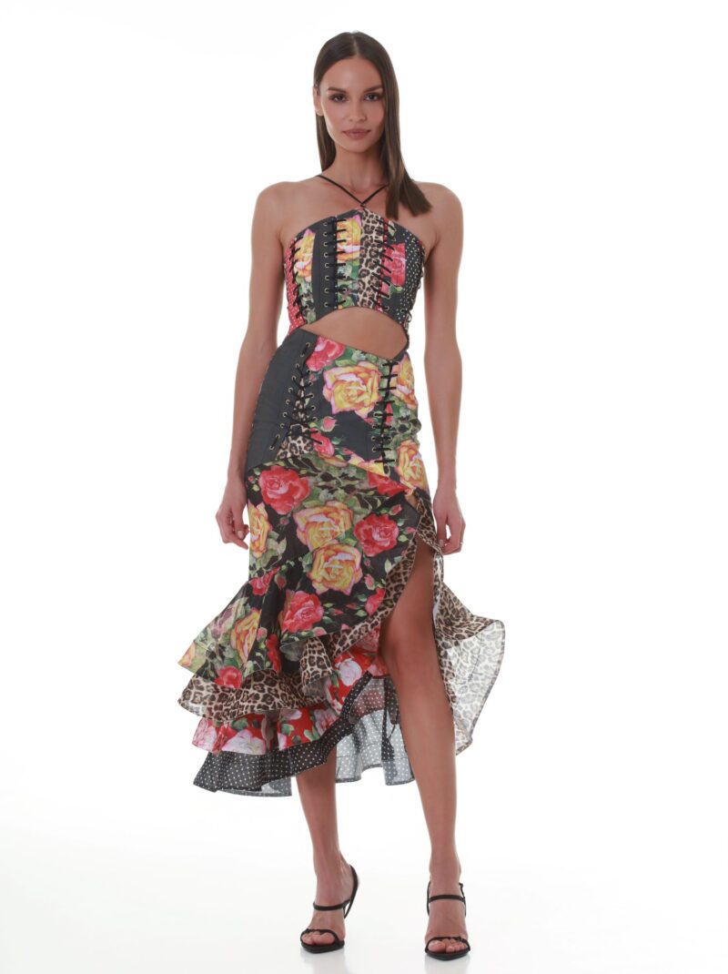 Macarena Cut-out Patchwork Maxi Dress