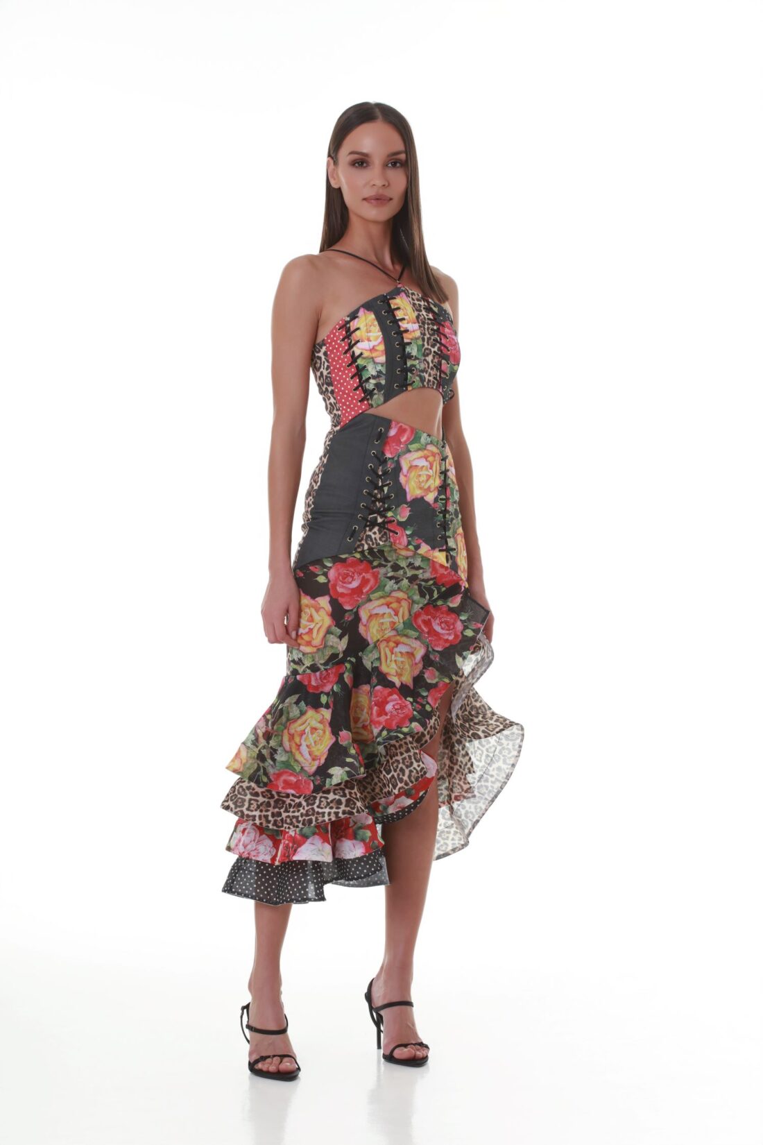 Macarena Cut-out Patchwork Maxi Dress